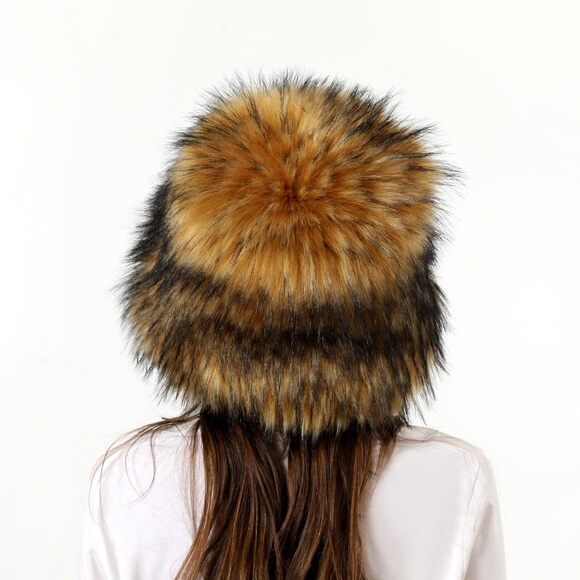 7441 Plush Fisherman Hat Artificial Fur Bucket Hat Winter Warm Plush Bucket main image 5